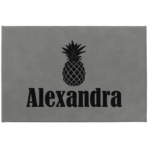 Pineapples Large Engraved Gift Box with Leather Lid - Approval