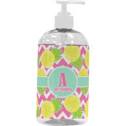 Pineapples Plastic Soap / Lotion Dispenser (16 oz - Large - White) (Personalized)