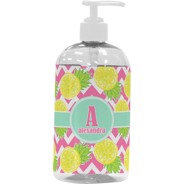 Custom Pineapples Plastic Soap / Lotion Dispenser (16 oz - Large - White) (Personalized)
