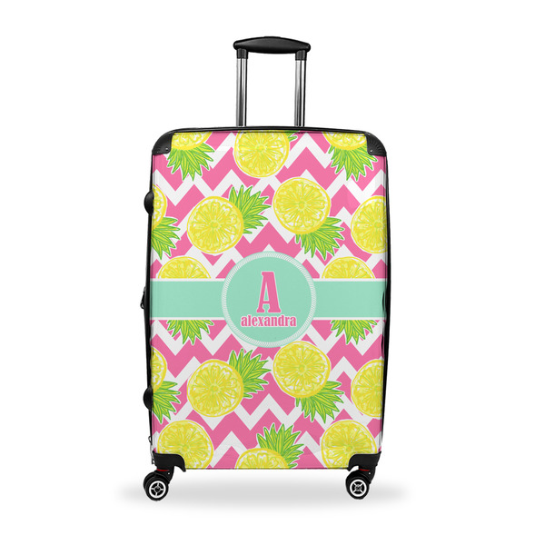 Custom Pineapples Suitcase - 28" Large - Checked w/ Name and Initial