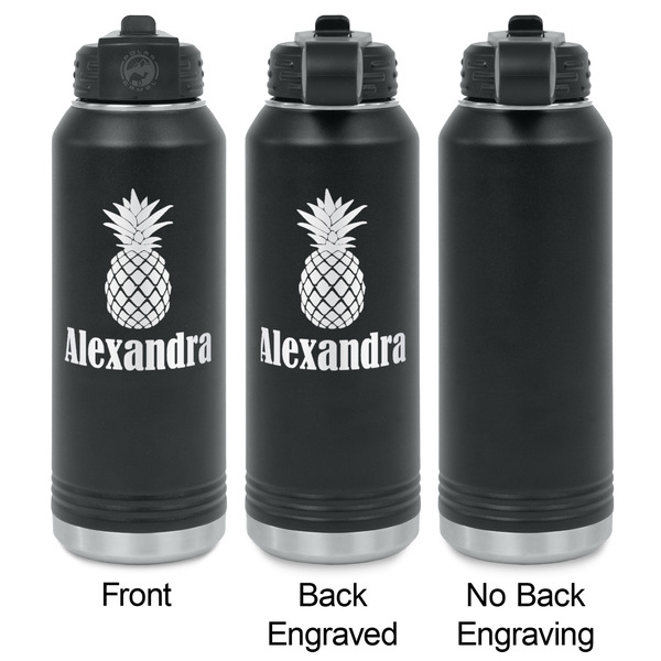 Pineapples Laser Engraved Water Bottles - 2 Styles - Front & Back View