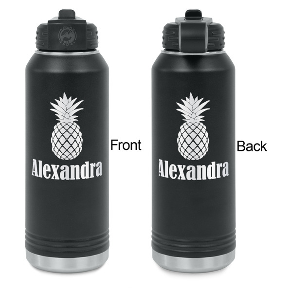 Pineapples Laser Engraved Water Bottles - Front & Back Engraving - Front & Back View