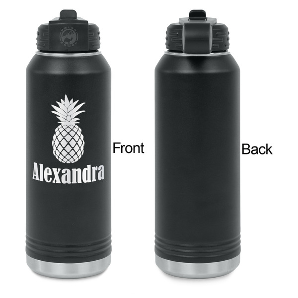 Pineapples Laser Engraved Water Bottles - Front Engraving - Front & Back View