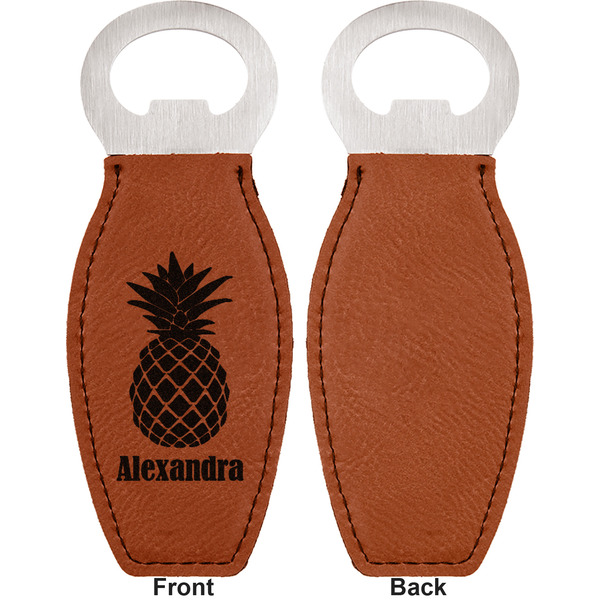 Pineapples Leather Bar Bottle Opener - Front and Back (single sided)