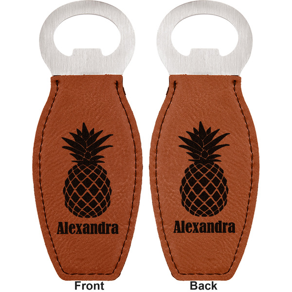 Pineapples Leather Bar Bottle Opener - Front and Back