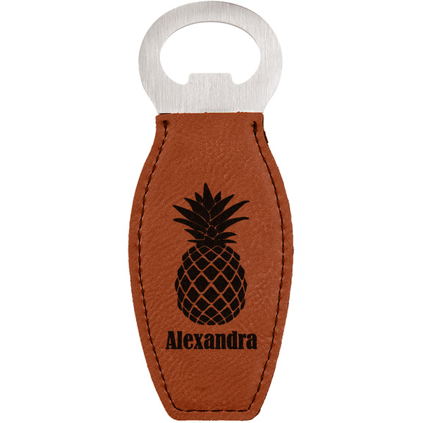 Custom Pineapples Leatherette Bottle Opener (Personalized)