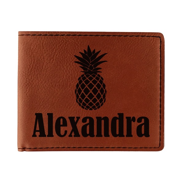 Custom Pineapples Leatherette Bifold Wallet - Double Sided (Personalized)