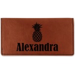 Pineapples Leatherette Checkbook Holder - Single Sided (Personalized)