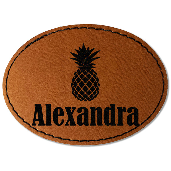 Custom Pineapples Faux Leather Iron On Patch - Oval (Personalized)