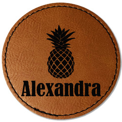 Pineapples Faux Leather Iron On Patch - Round (Personalized)