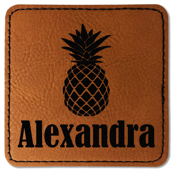 Custom Pineapples Faux Leather Iron On Patch - Square (Personalized)