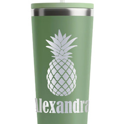 Pineapples RTIC Everyday Tumbler with Straw - 28oz - Light Green - Single-Sided (Personalized)