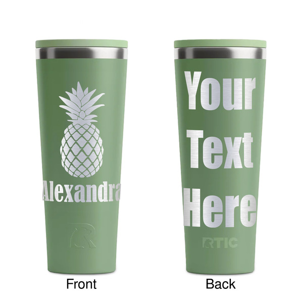 Pineapples Light Green RTIC Everyday Tumbler - 28 oz. - Front and Back