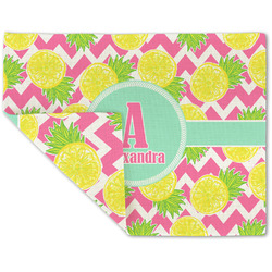 Pineapples Double-Sided Linen Placemat - Single w/ Name and Initial