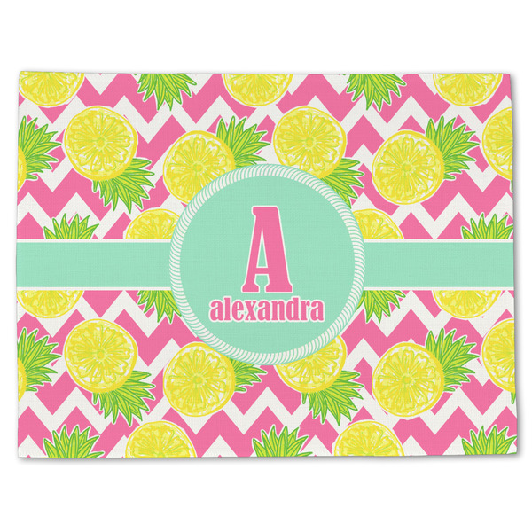 Custom Pineapples Single-Sided Linen Placemat - Single w/ Name and Initial