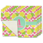 Pineapples Single-Sided Linen Placemat - Set of 4 w/ Name and Initial