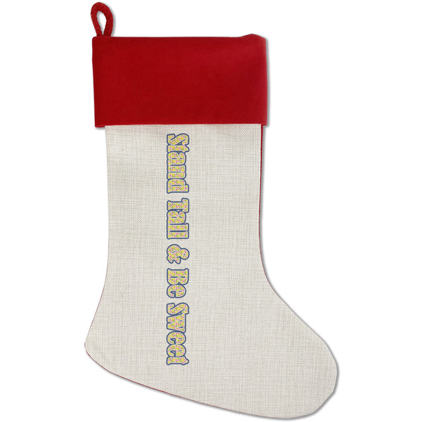 Custom Pineapples Red Linen Stocking (Personalized)