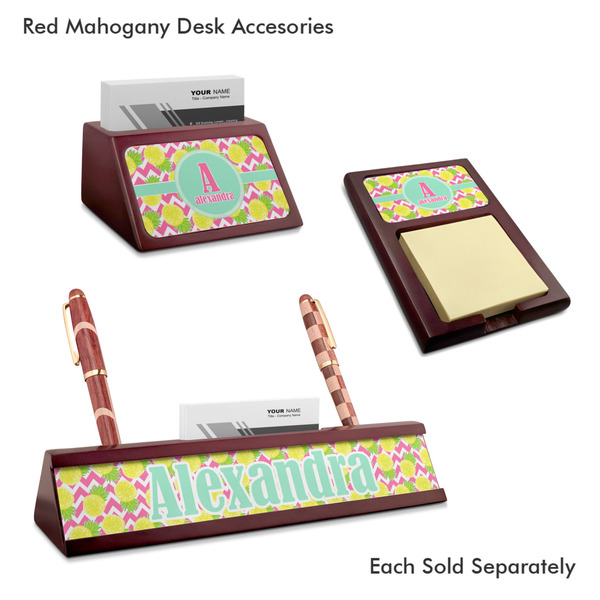 Pineapples Mahogany Desk Accessories