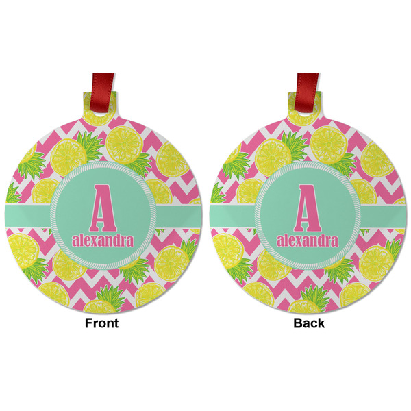Pineapples Metal Ball Ornament - Front and Back