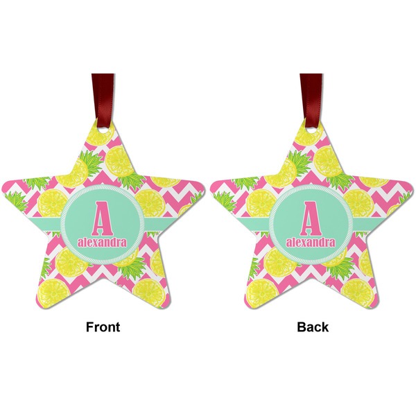 Pineapples Metal Star Ornament - Front and Back