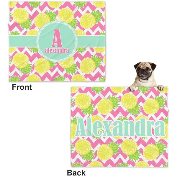 Pineapples Microfleece Dog Blanket - Large- Front & Back