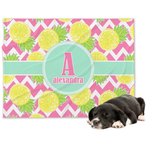 Custom Pineapples Dog Blanket (Personalized)