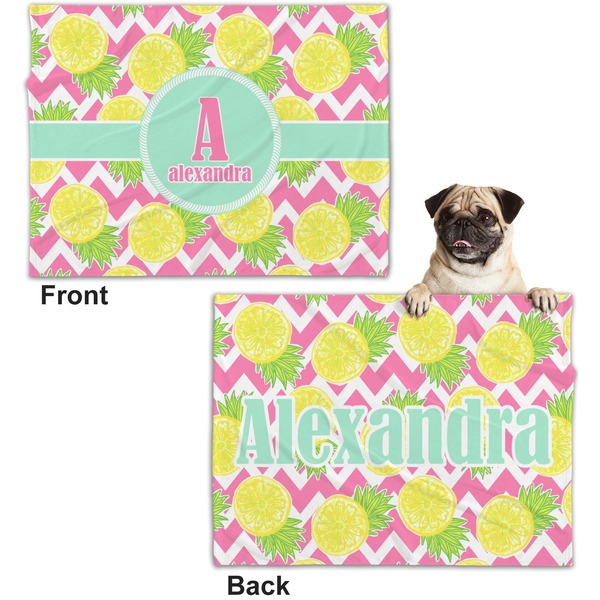 Pineapples Microfleece Dog Blanket - Regular - Front & Back