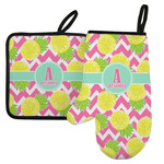 Pineapples Left Oven Mitt & Pot Holder Set w/ Name and Initial