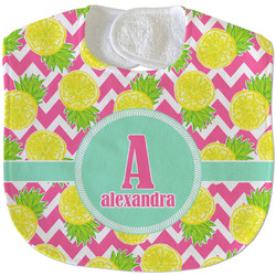 Pineapples Velour Baby Bib w/ Name and Initial