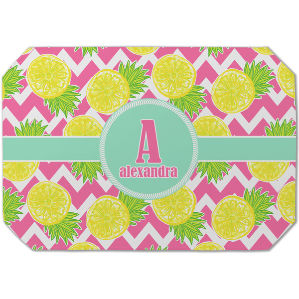 Custom Pineapples Dining Table Mat - Octagon (Single-Sided) w/ Name and Initial
