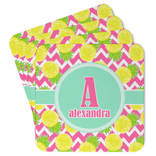 Custom Pineapples Paper Coasters w/ Name and Initial
