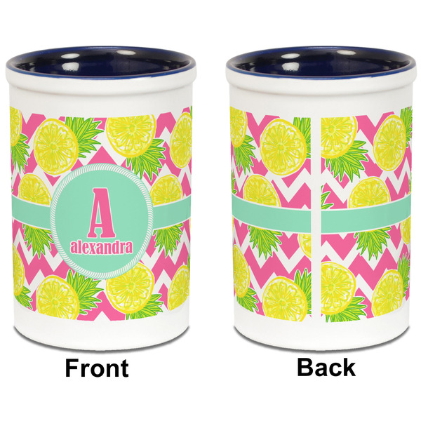 Pineapples Pencil Holder - Blue - approval