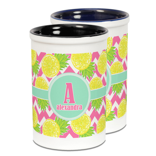 Custom Pineapples Ceramic Pencil Holder - Large