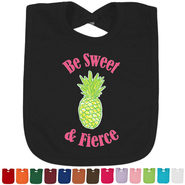 Custom Pineapples Cotton Baby Bib (Personalized)
