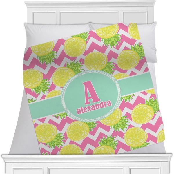 Custom Pineapples Minky Blanket - Toddler / Throw - 60"x50" - Single Sided (Personalized)