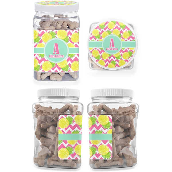 Pineapples Pet Treat Jar - Multiple Angles