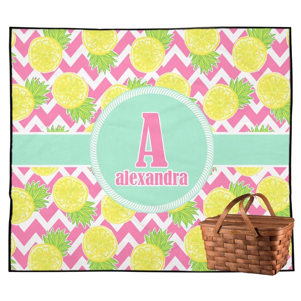 Custom Pineapples Outdoor Picnic Blanket (Personalized)