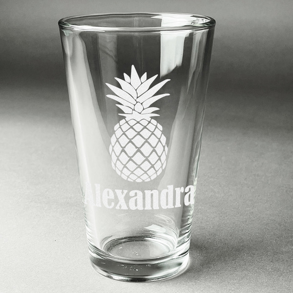 Custom Pineapples Pint Glass - Engraved (Single) (Personalized)
