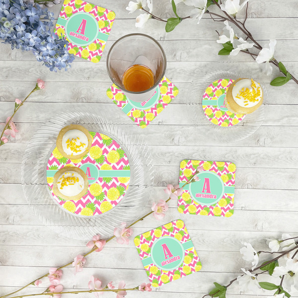 Pineapples Plastic Party Appetizer & Dessert Plates - In Context