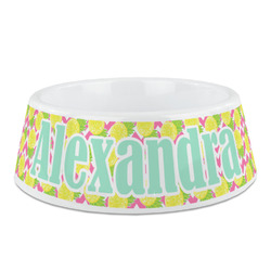 Pineapples Plastic Dog Bowl (Personalized)