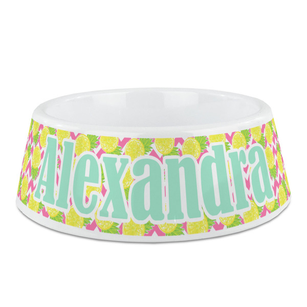 Custom Pineapples Plastic Dog Bowl (Personalized)