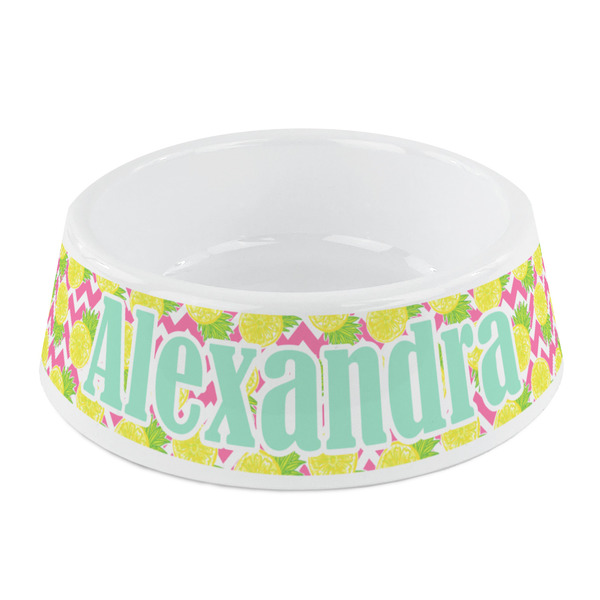 Custom Pineapples Plastic Dog Bowl - Small (Personalized)