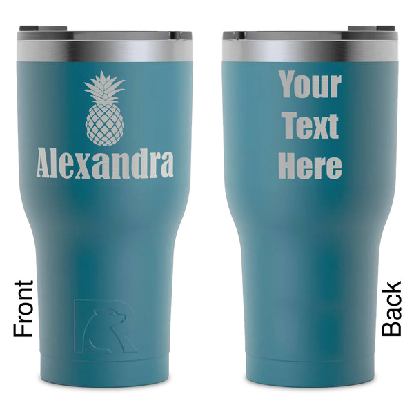 Custom Pineapples RTIC Tumbler - Dark Teal - Laser Engraved - Double-Sided (Personalized)