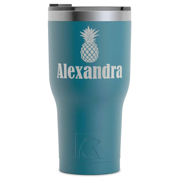 Custom Pineapples RTIC Tumbler - Dark Teal - Laser Engraved - Single-Sided (Personalized)