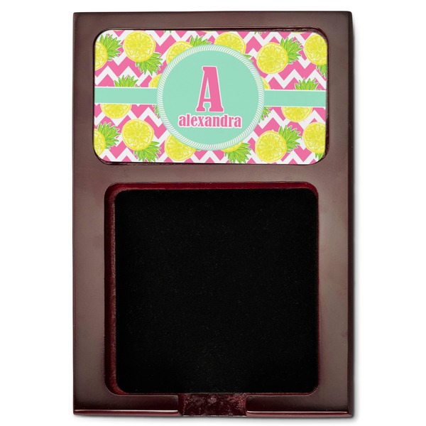 Pineapples Red Mahogany Sticky Note Holder - Flat
