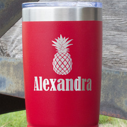 Pineapples 20 oz Stainless Steel Tumbler - Red - Single Sided (Personalized)