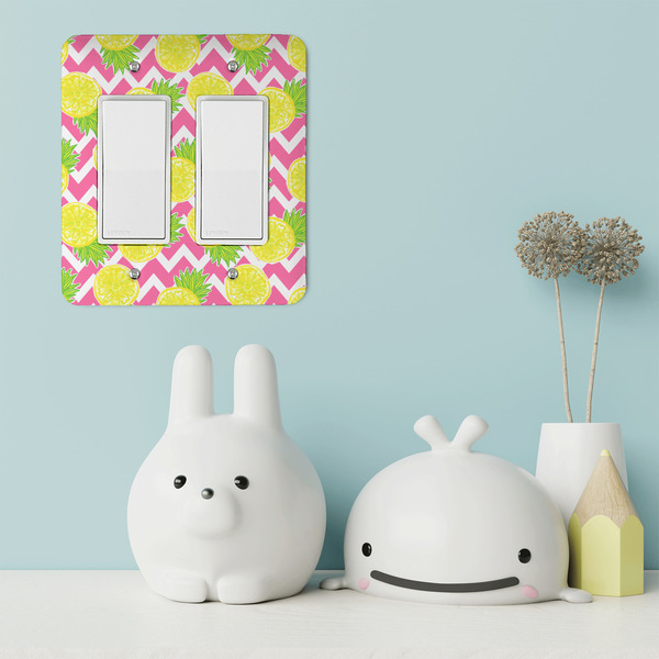 Pineapples Rocker Light Switch Covers - Double - IN CONTEXT