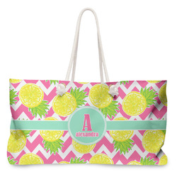 Pineapples Large Tote Bag with Rope Handles (Personalized)