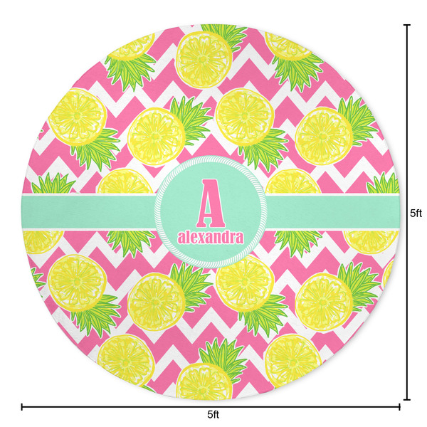 Pineapples Round Area Rug - Size
