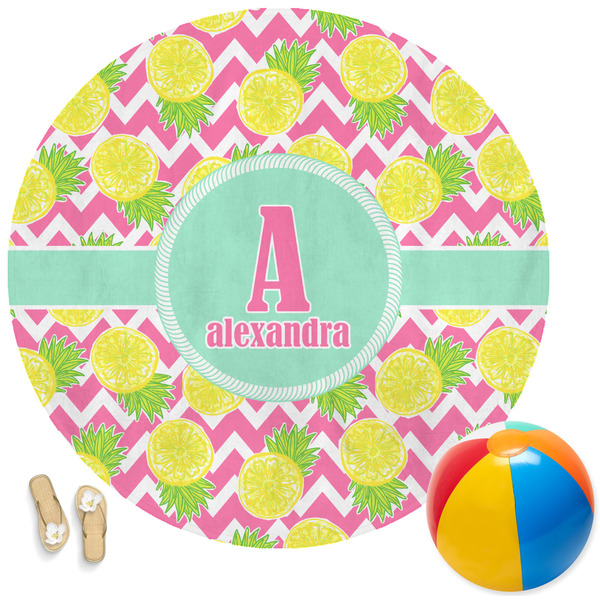 Custom Pineapples Round Beach Towel (Personalized)